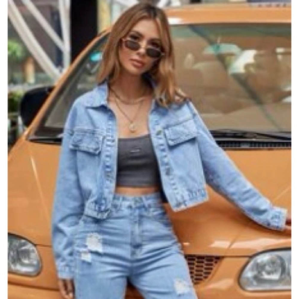 Cropped jean jacket